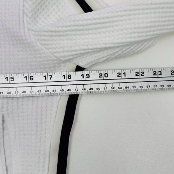 Norma Kamali White Waffle Knit Side Stripe Track Jacket Small Zip Up S/36 - Picture 9 of 14